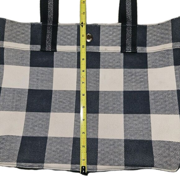 Coach Buffalo Plaid City Tote Blue White Large Canvas Bag Double Handles Large - Picture 9 of 11